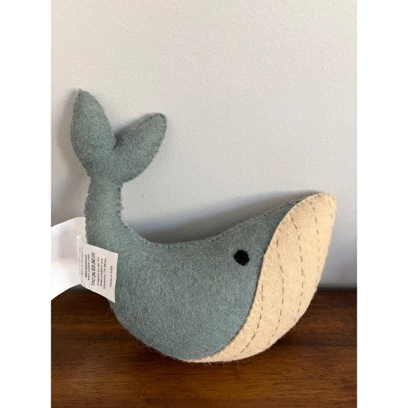 Creative Co-Op Wool Whale Tooth Fairy Pillow - Picture 2 of 6